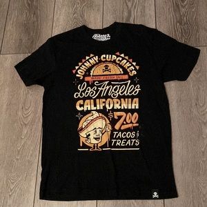 Black large Johnny Cupcakes Los Angeles 7th Anniversary shirt